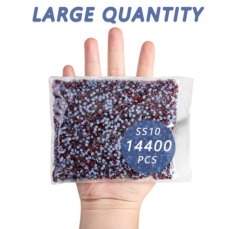 Beadsland Hotfix Rhinestones Bulk  14400pcs Dark Red Hot Fix Rhinestones for Crafts Clothes DIY Decoration  Dark Siam  SS10  2.7-2.9mm - Image 3